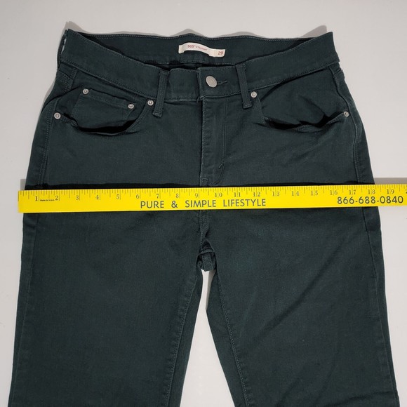 Levi's 505 Straight Women's Jean Sz 29 Green Denim 5 Pocket Straight Leg Stretch - Picture 8 of 11